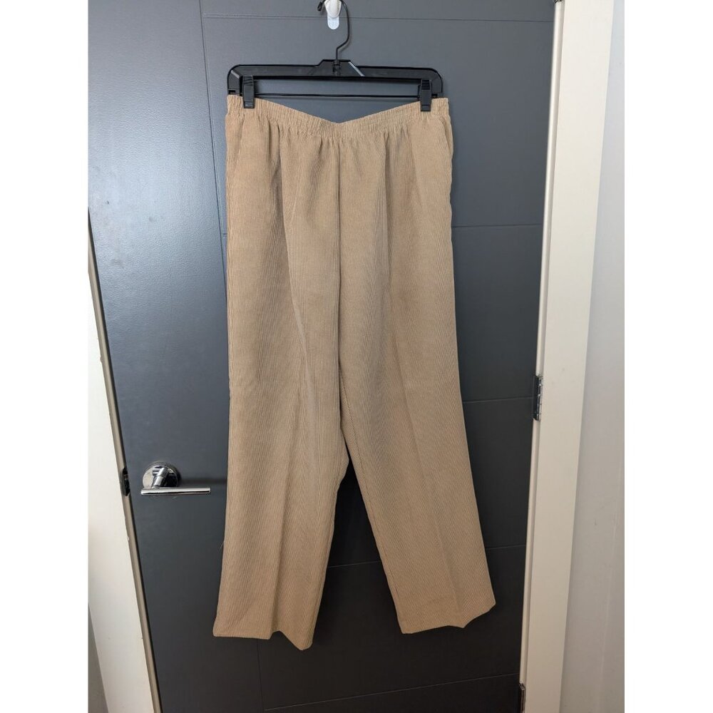 Alfred Dunner Tan Corduroy Elastic Waist Comfortable Fit Pull-On Pants Size 14P‎